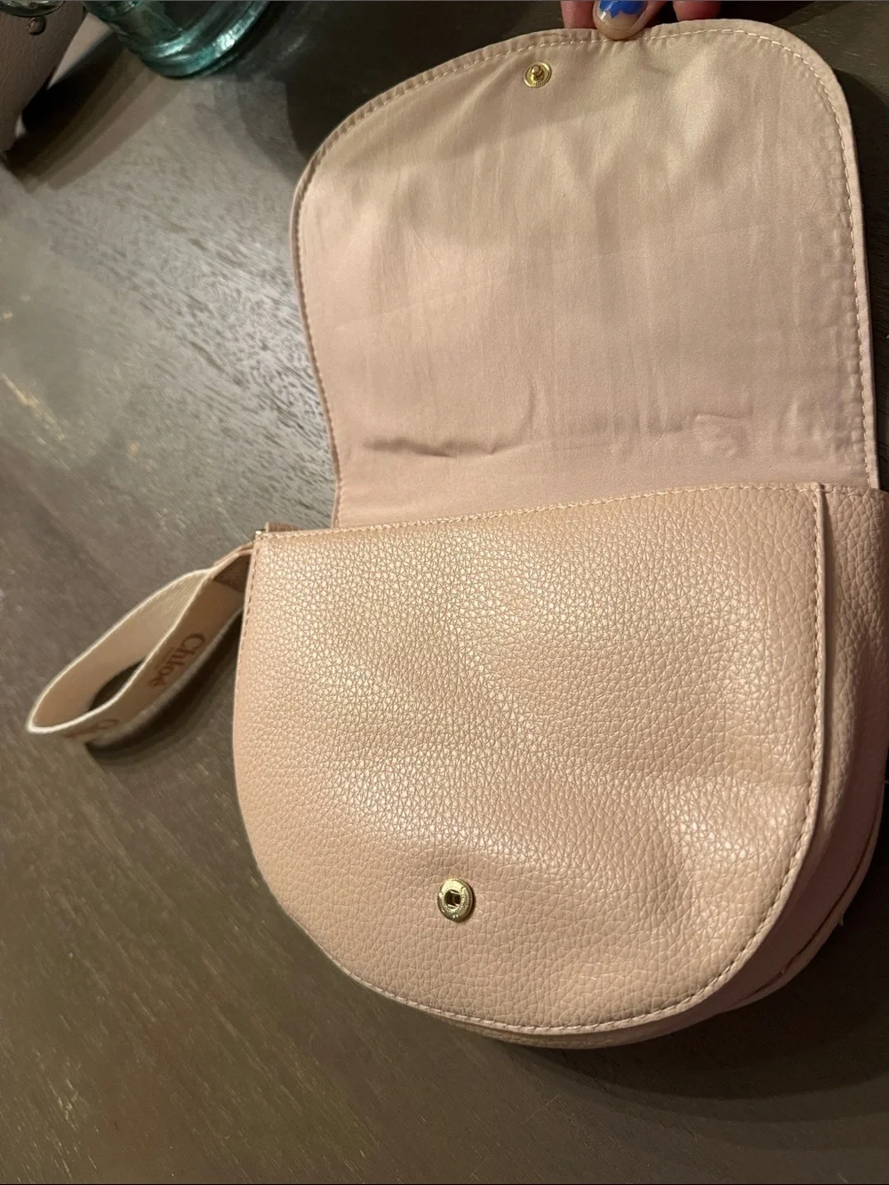 Chloe Pink Pebbled Leather Wristlet Clutch